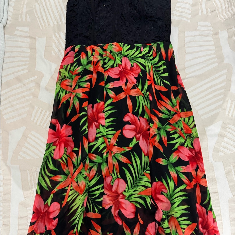 Sequin Hearts Black and Red Asymmetrical Dress
